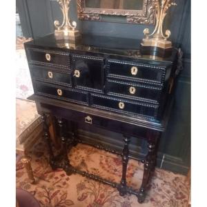 Blackened Pearwood Travel Cabinet - 17th Century