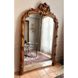 Gilded Wood And Stucco Fireplace Mirror - Napoleon III Period