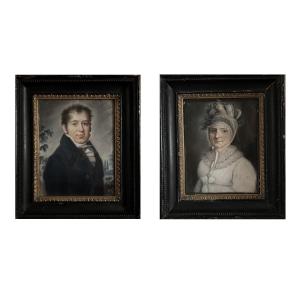 Pair Of Pastel Portraits, Early 19th Century