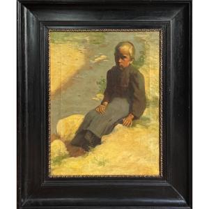 Large Painting, Young Girl On The Water's Edge.