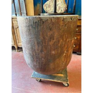 Antique Foundry Crucible - Copper Patina Design Planter.