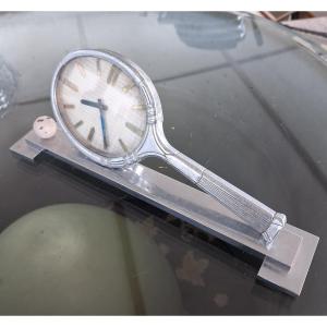 Small Tennis Racket Clock Circa 1930 Mido