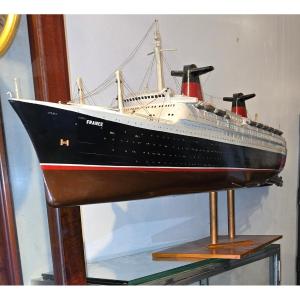 Model Of The France Ocean Liner Circa 1960