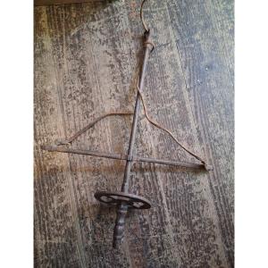 17th Century Wrought Iron Straight Drill Or Drill For Watchmaker