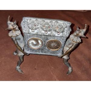 Automaton Clock With 3 Dogs Sticking Out Their Tongues