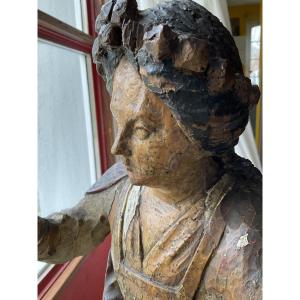 Saint Margaret, Polychrome Wood, 17th Century