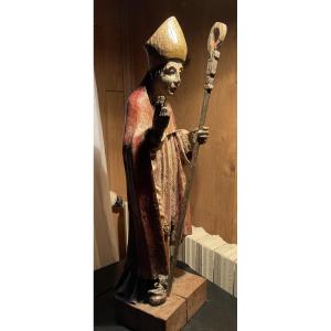 18th Century Polychrome Wooden Statue In The Round