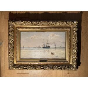 Edmond Petitjean Marine Oil On Canvas