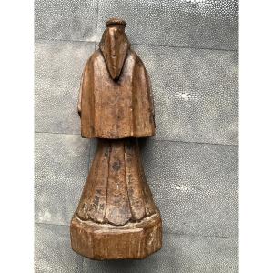 18th-century Carved Wooden Monk