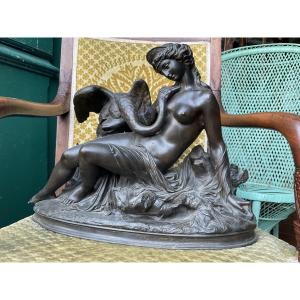Bronze Leda And The Swan, Signed J Marie
