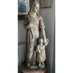 Saint Anne Wooden Statue, 17th Century, 117cm High