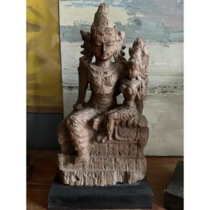 Wooden Group Representing The God Shiva