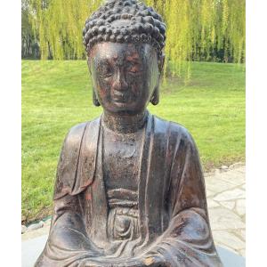 Painted Wooden Buddha, Vietnam, 19th Century