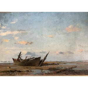 Large Canvas By Ricard Cordingley, Berck-sur-mer Beach