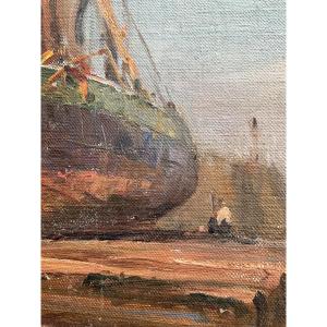 Ricard Cordingley Oil On Canvas Boat In Repair