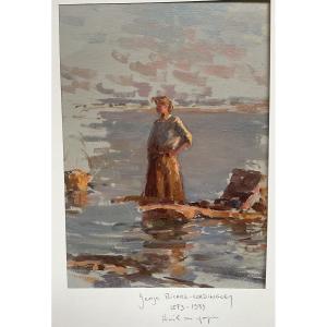 Young Woman Unloading Fish On The Beach Berck Sur Mer