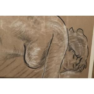 Nude Drawing And White Chalk By Goets