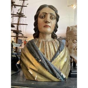 Noble Bust Italy 17th Century Gilded Wood