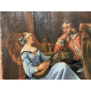 Musician With Mandolin Small Canvas