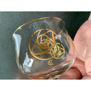 Hans Christiansen, Art Nouveau, Wine Glass, Rose Gold Pattern, Darmstadt Theresienthal 1900