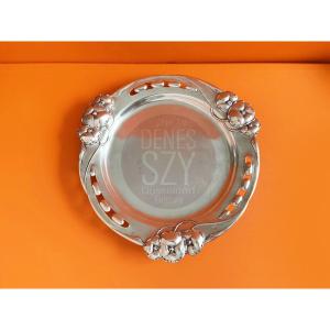 Art Nouveau Pierced Bowl, Vienna, Ca. 1900 Head Of Diana 800 Silver