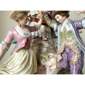 Large Group Of Meissen Porcelain Figurines “gärtnergruppe Am Baum”, Thanksgiving
