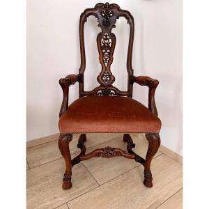 High-back Baroque Armchair, Walnut And Oak, Flemish / Rhenish Region, Circa 1720–1750