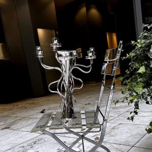Design Bořek šípek, "simon" Candelabra, Driade, Silver Plated, 1988 Vintage, Mid-century Modern