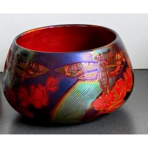 Zsolnay Pécs Ca.1900, Hungarian Art Nouveau Ceramic, Decorated With Dragonflies Or Butterflies