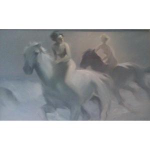 Manfred Schatz Two Riders On The Beach, Oil Painting Manfred Schatz [1925 – 2004]