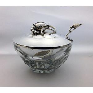Georg Jensen Silver, Baccarat Art Nouveau Jam Jar #2 A Blossom