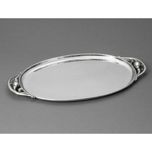 Georg Jensen Art Nouveau Plateau De Service # 2h En Argent, Blossom