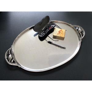 Georg Jensen XXxl Serving Tray #2 K Sterling Silver Blossom Pattern, Art Nouveau