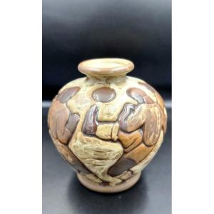 Mougin Brothers - Footballers Art Deco Football Match - Sandstone Vase