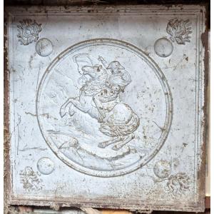 Cast Iron Fireplace Plate With Empire Decor Napoleon Bonaparte On Horseback