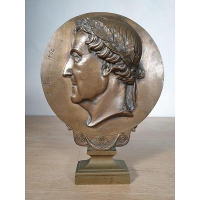 Bronze Medallion - 1864 - Jacques Marie Chevalier - Portrait Of Rossini