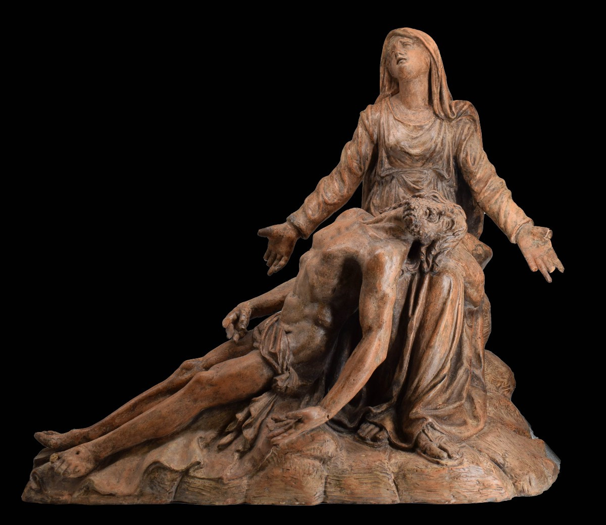 Pietà – Scultura in terracotta emiliana del XVIII secolo, Attribuita a Giuseppe Maria Mazza 