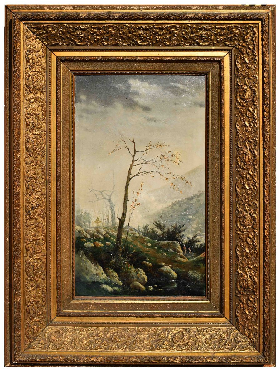 Dipinto di Federico Ashton (1836–1904) – Veduta alpina-photo-2