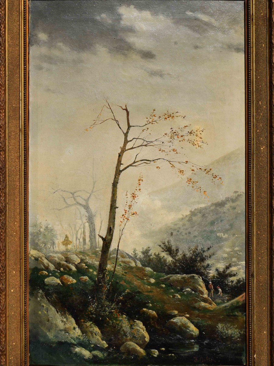 Dipinto di Federico Ashton (1836–1904) – Veduta alpina