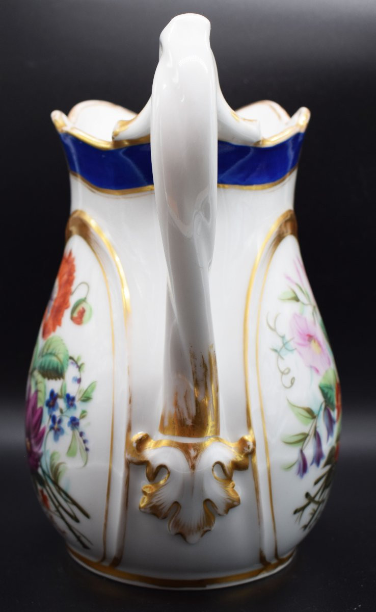 Brocca in Porcellana di Parigi, Epoca Luigi Filippo, 1850–1860 Decoro a “fleur peinte”-photo-3