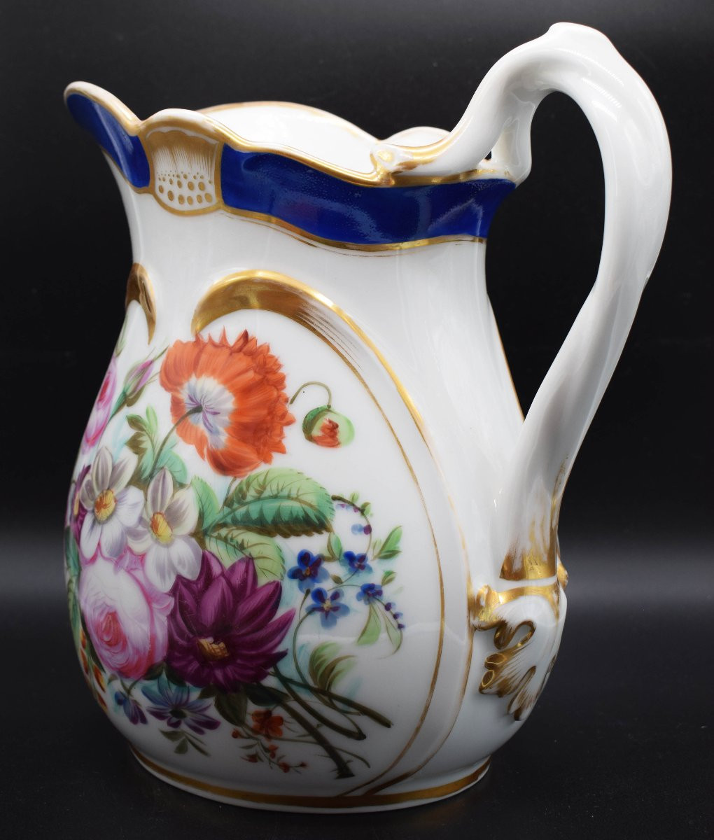 Brocca in Porcellana di Parigi, Epoca Luigi Filippo, 1850–1860 Decoro a “fleur peinte”-photo-4