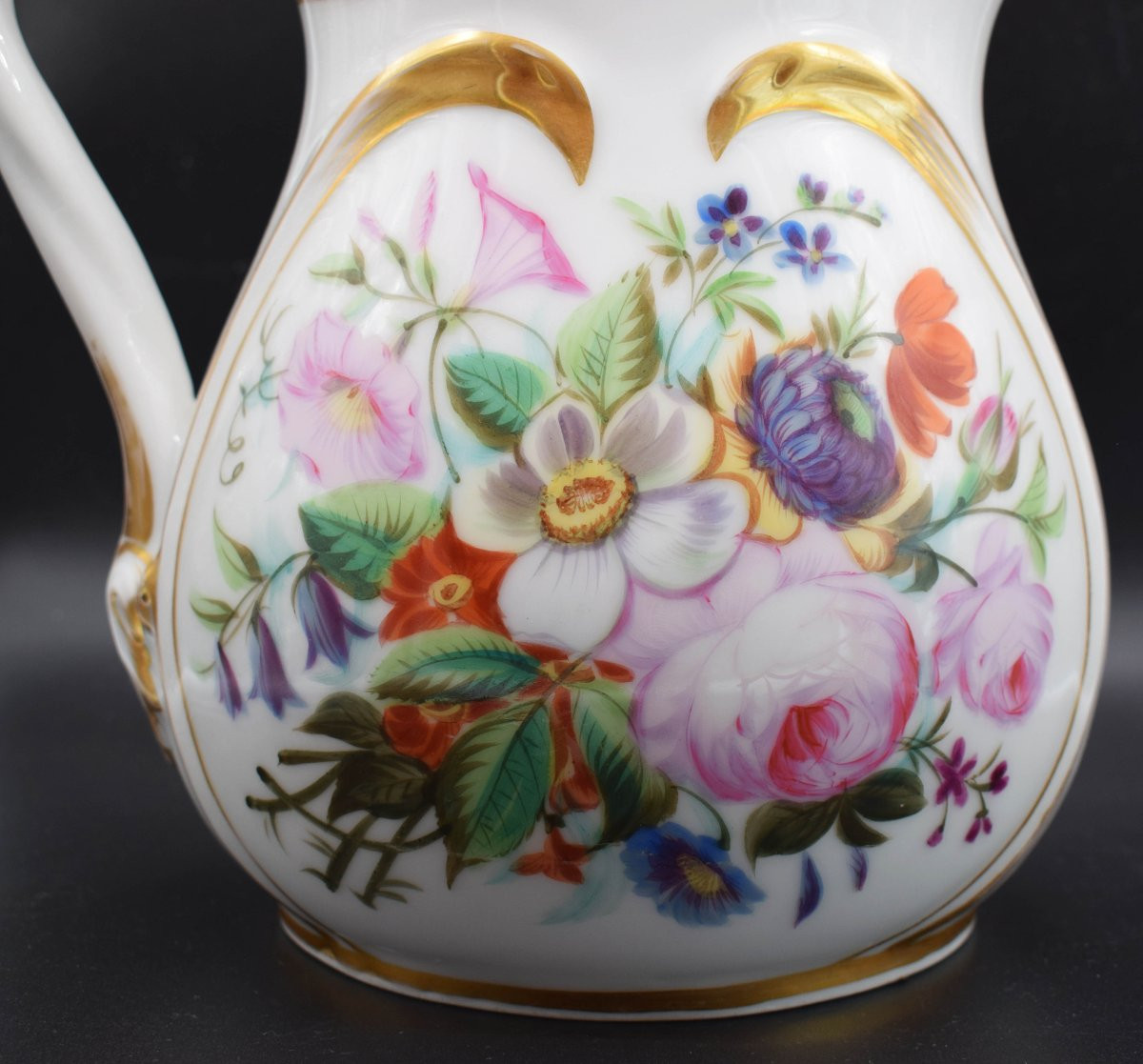 Brocca in Porcellana di Parigi, Epoca Luigi Filippo, 1850–1860 Decoro a “fleur peinte”-photo-4