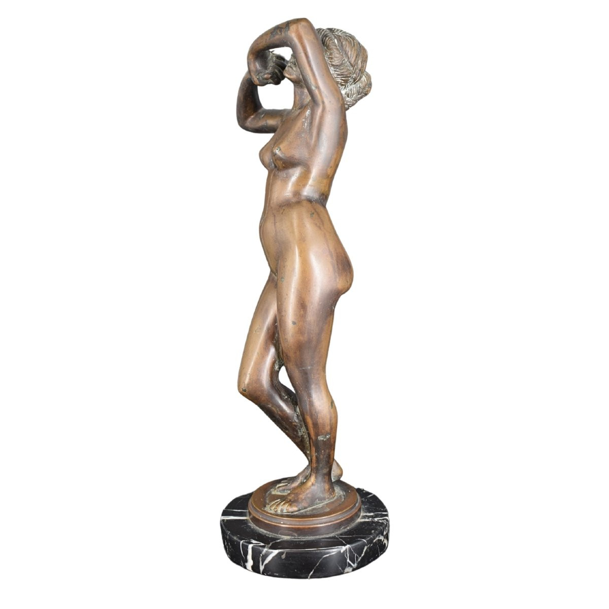 Scultura Art Déco in bronzo – Donna nuda in posa elegante – Venere-photo-2