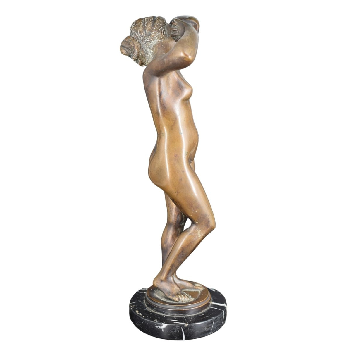 Scultura Art Déco in bronzo – Donna nuda in posa elegante – Venere-photo-4