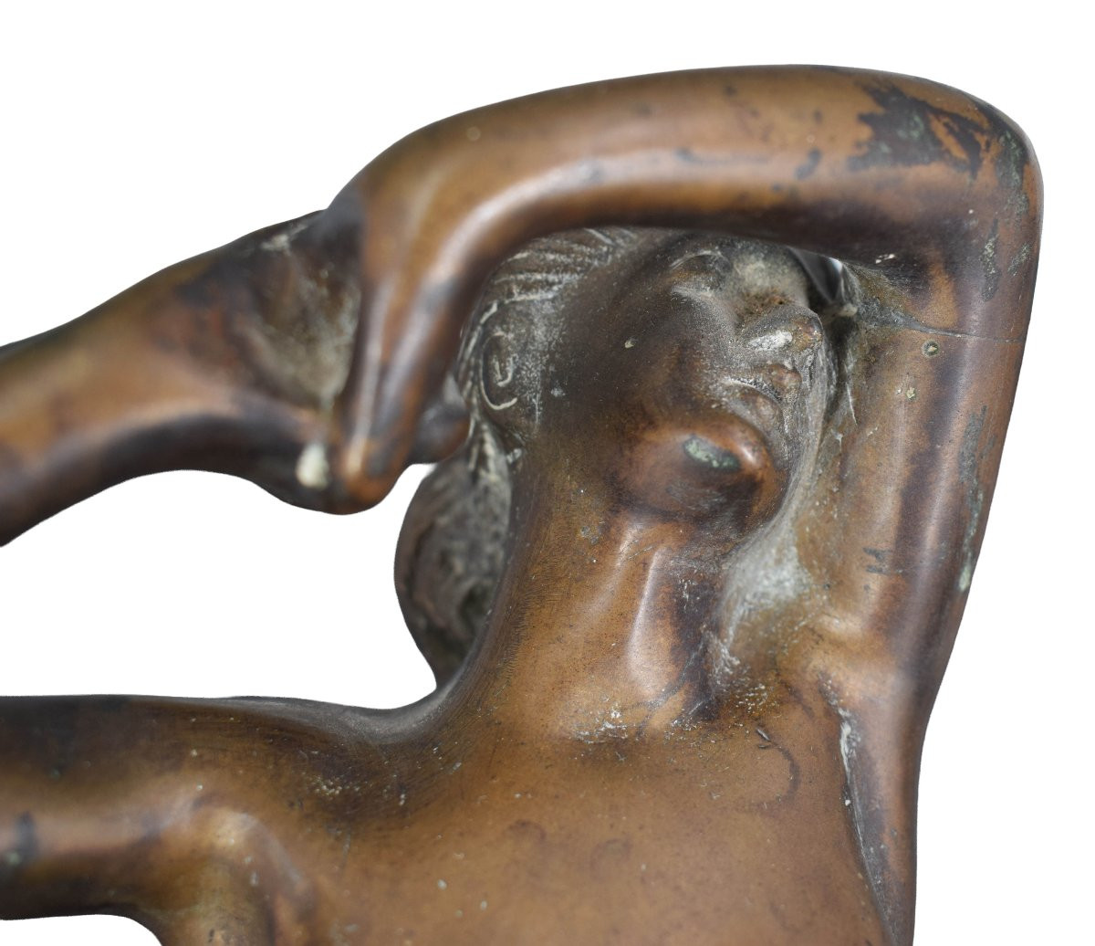 Scultura Art Déco in bronzo – Donna nuda in posa elegante – Venere-photo-3