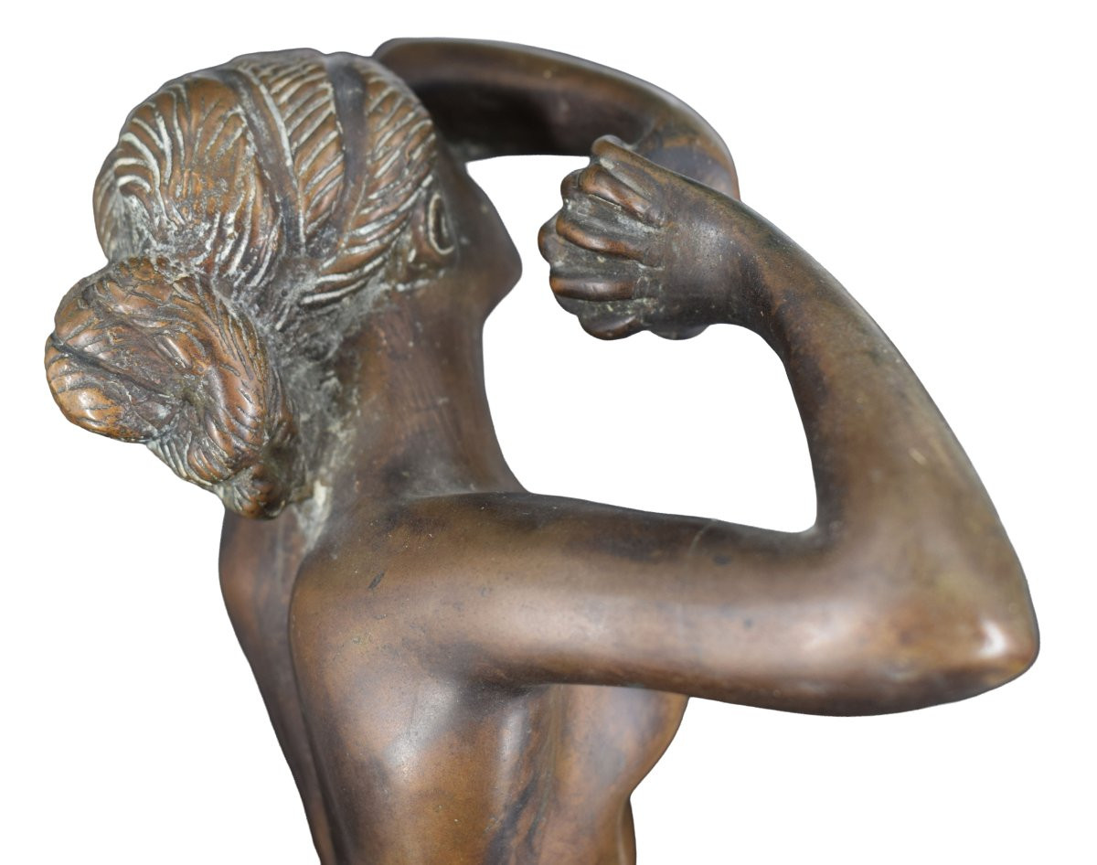 Scultura Art Déco in bronzo – Donna nuda in posa elegante – Venere-photo-4