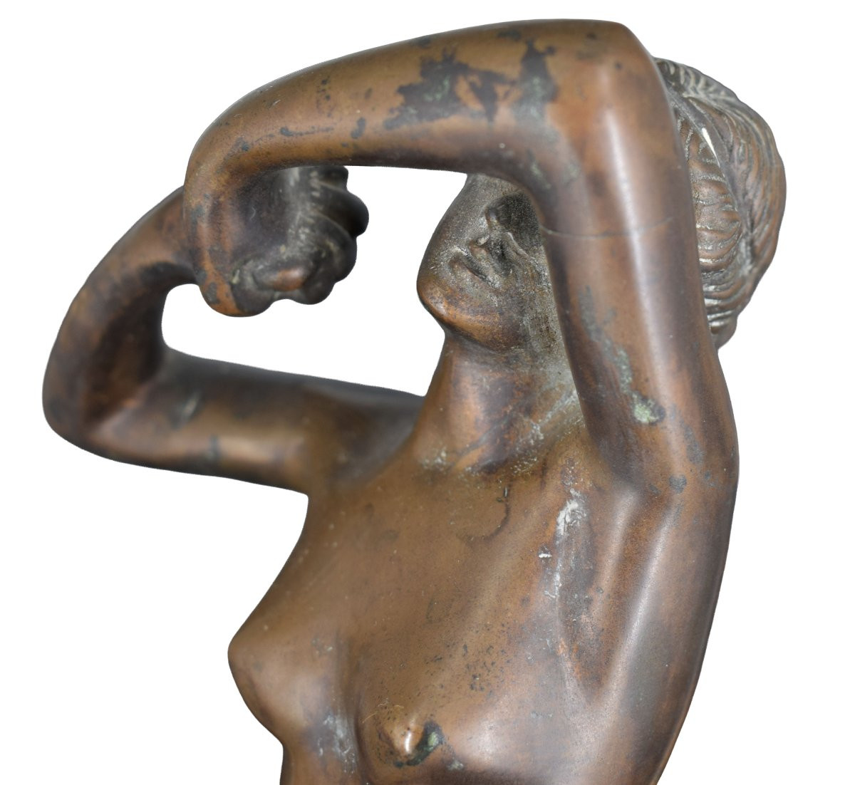 Scultura Art Déco in bronzo – Donna nuda in posa elegante – Venere-photo-5