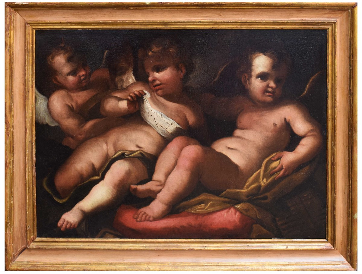 Dipinto di scuola genovese, cerchia di Domenico Piola XVII secolo, Putti musicanti