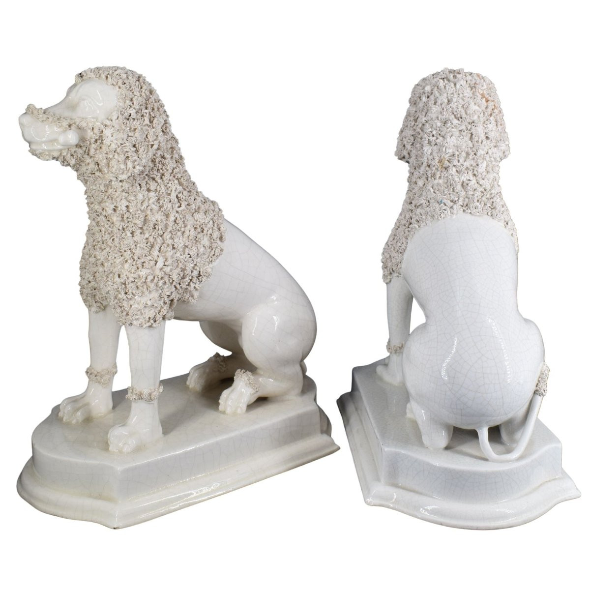 Coppia di sculture in ceramica di Nove di Bassano raffiguranti barboncini-photo-2