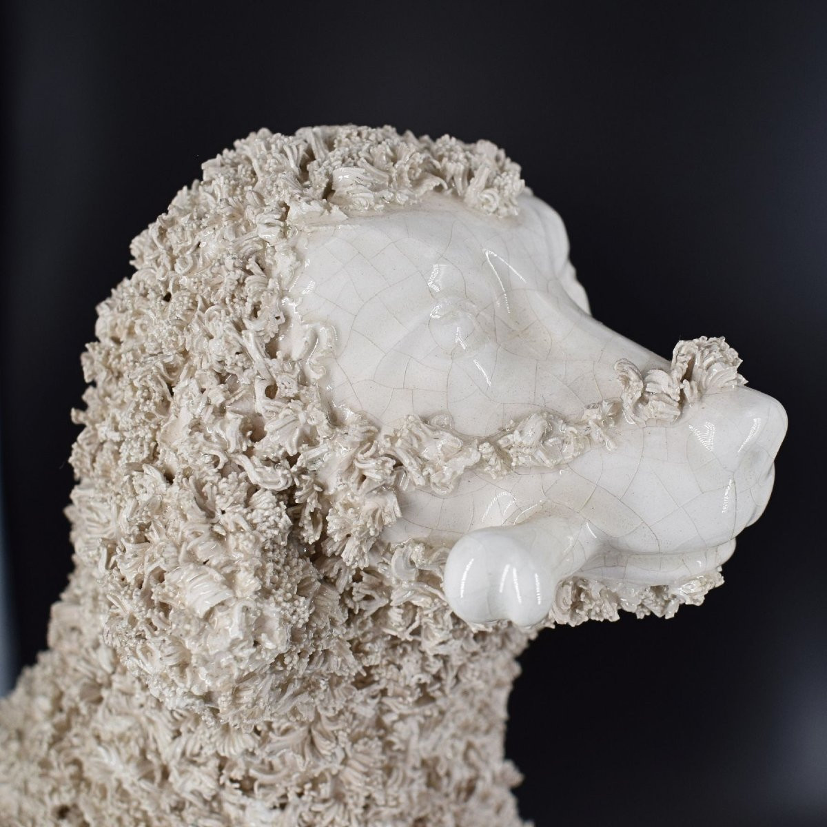 Coppia di sculture in ceramica di Nove di Bassano raffiguranti barboncini-photo-4